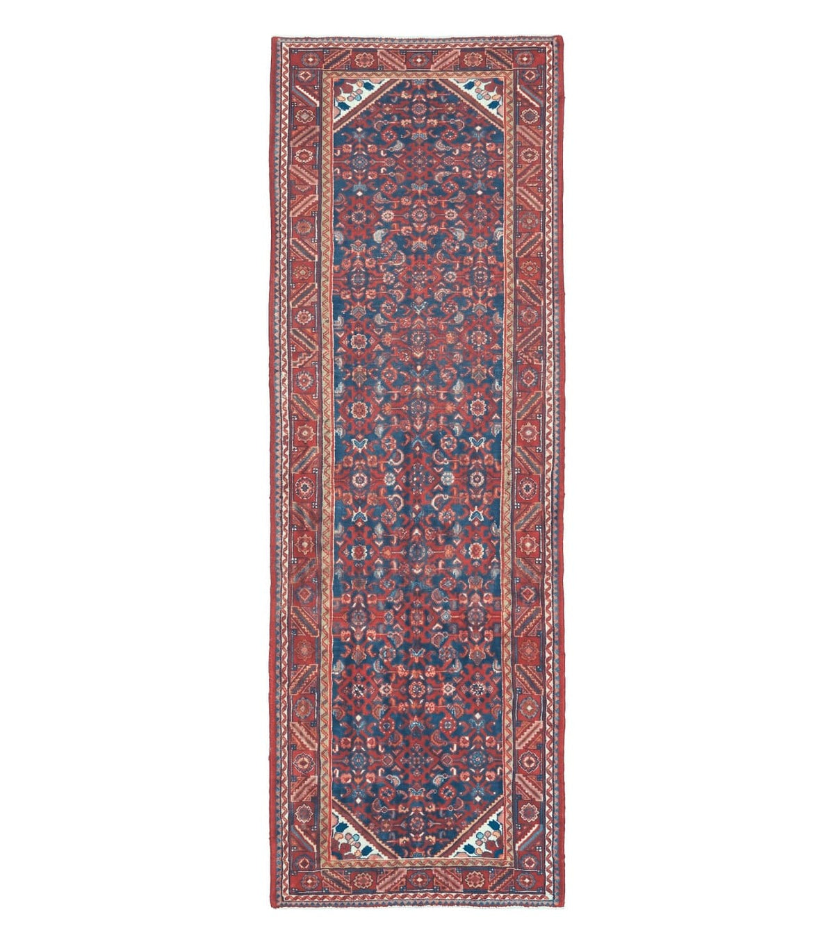 3' 6" X 10' 4" Antique Handmade India Floral Oriental Wool Runner Rug # 128 - Jewel Rugs