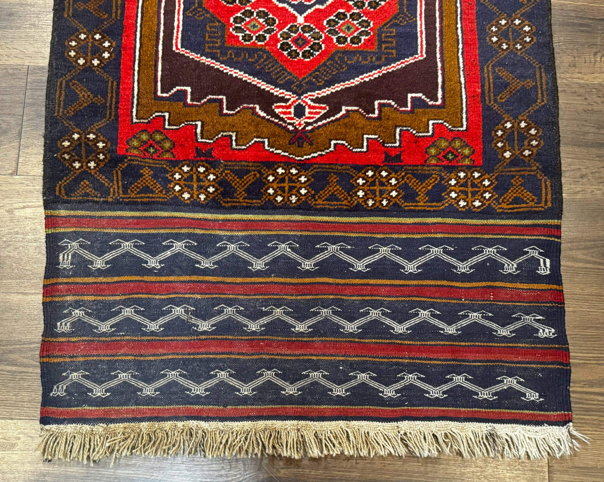 Afghan Rug 3x5, Tribal, Navy Blue, Wool, Handmade, Geometric, Rustic - Jewel Rugs, view 6