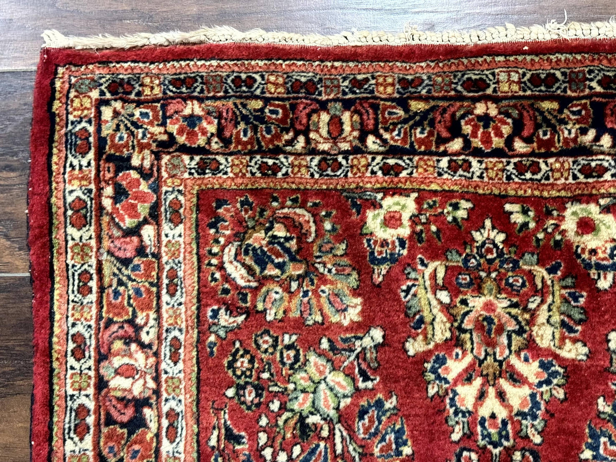Red Persian Sarouk Rug 3 x 5.8, Antique Wool Carpet, 210 KPSI - Jewel Rugs, view 7