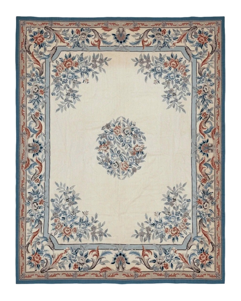 Ivory Needlepoint Rug 8x10, Wool Handmade Carpet - Jewel Rugs