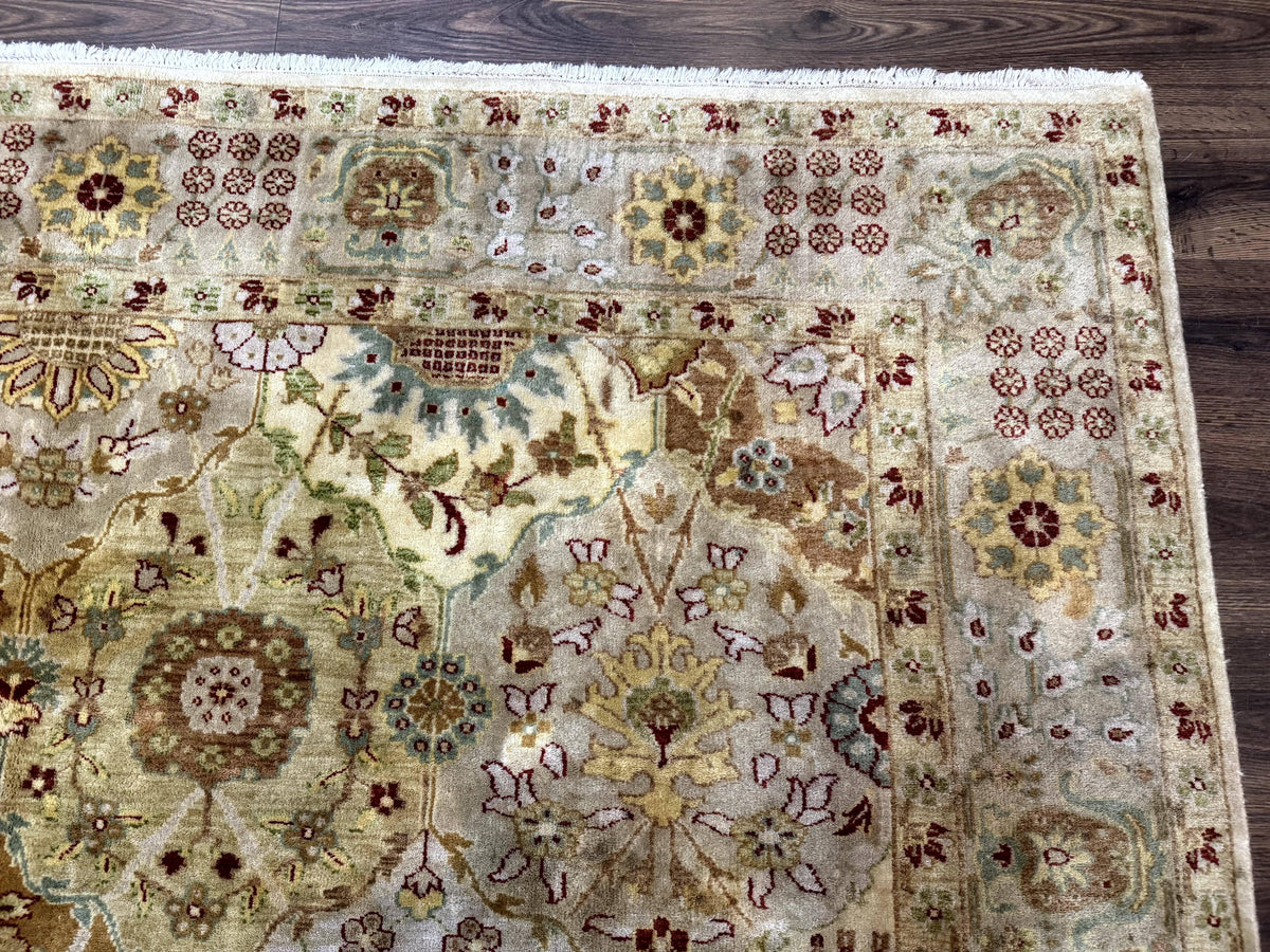 Indo Persian Rug 8x10, Indian Rug, Soft Wool Rug, Oushak Style Rug, Handmade Rug - Jewel Rugs, view 8