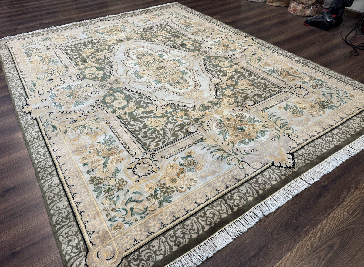 Aubusson Rug 8x10, Very Fine 225 KPSI, Floral, French European Design, Pakistani Carpet - Jewel Rugs, view 13