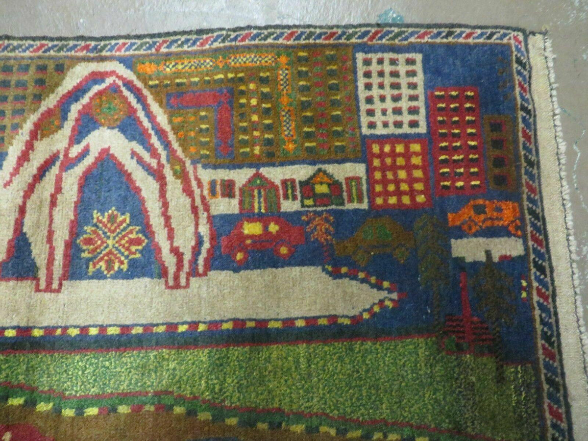 3' X 5' New Vintage Handmade Afghan Balouch Tribal Wool Pictorial Rug # 303 - Jewel Rugs, view 5