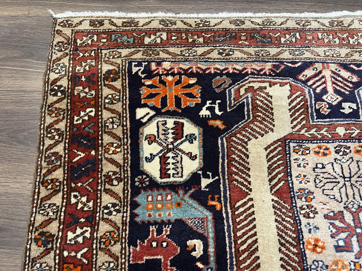 Persian Ardabil Wide Runner Rug 4x10 - Geometric Medallions & Animal Pictorials - Jewel Rugs, view 7