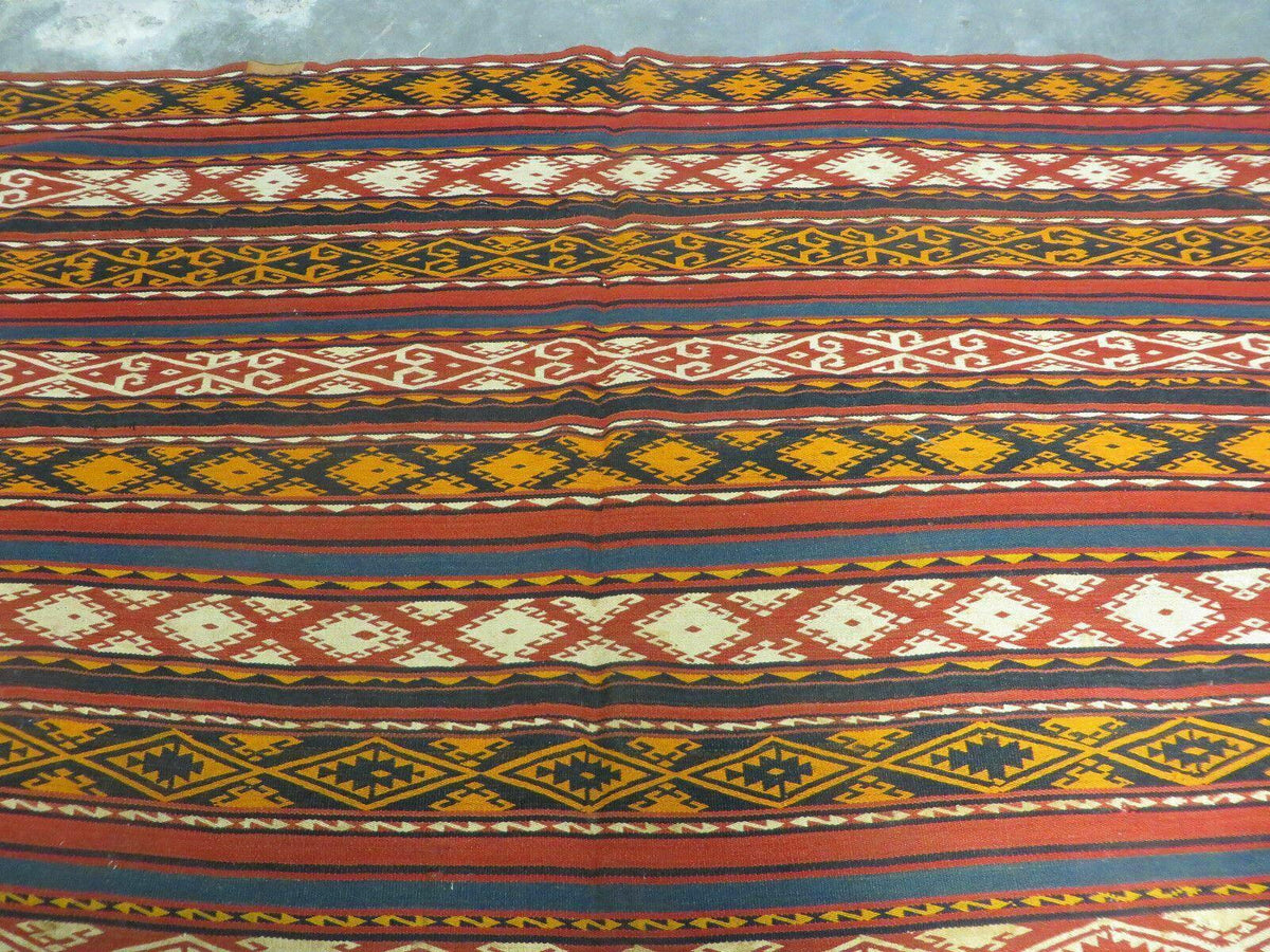 6' X 10' Antique 1930 Turkish Jajim Kilim Handmade Flat Weave Wool Rug Veg Dye - Jewel Rugs, view 4