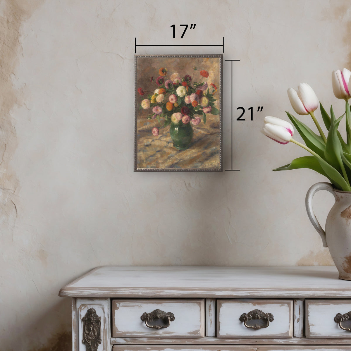 Vintage Floral Oil Reproduction - Antique Curiosities, view 2