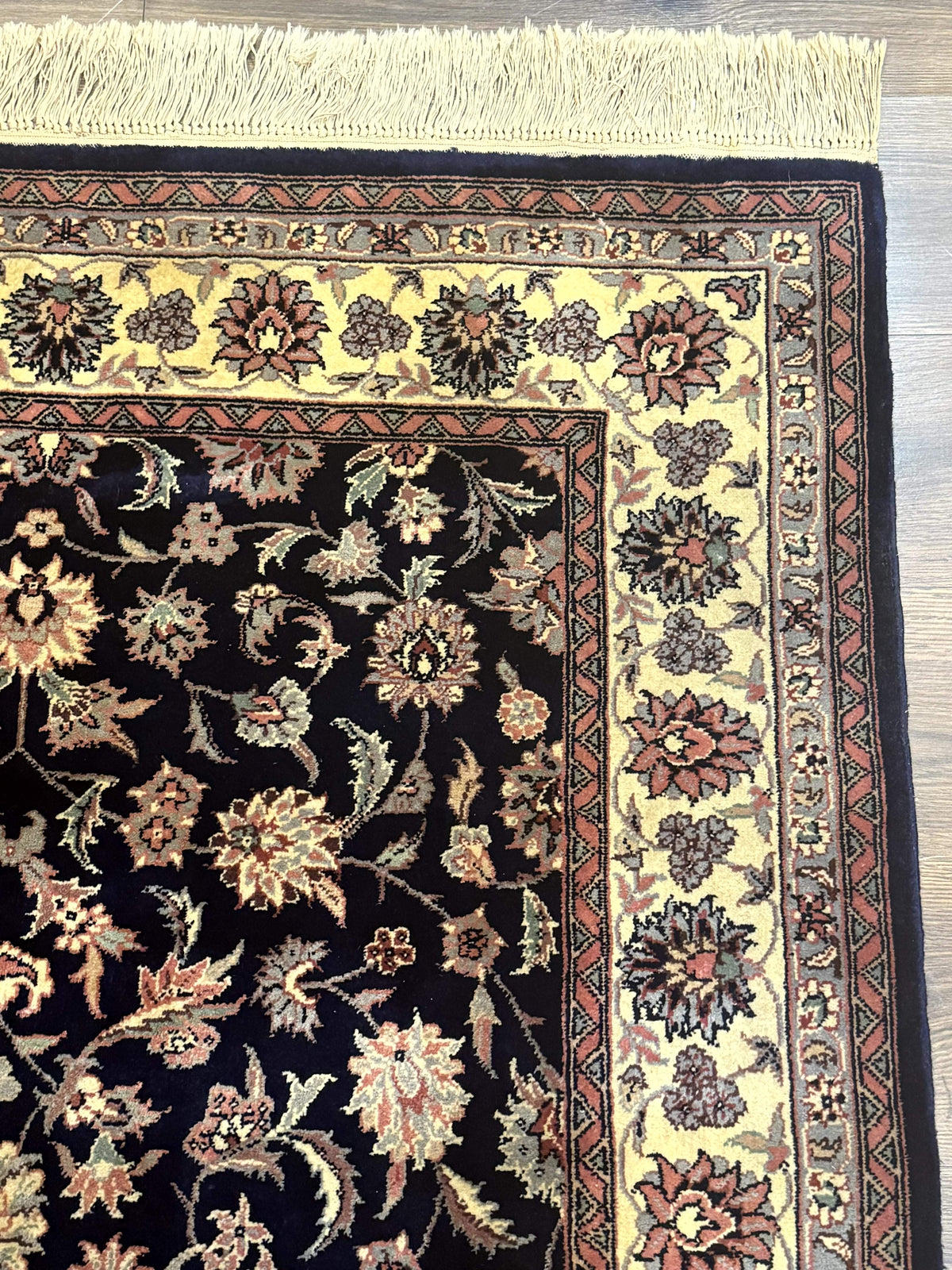 Sino Persian Rug 4x6, Navy Blue and Cream, Floral Allover Oriental Carpet - Jewel Rugs, view 8