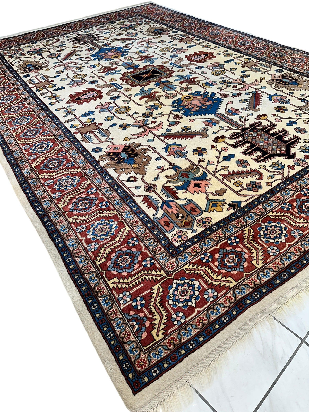 Hand-Knotted Vintage Afghani Serapi Wool Rug – 10'10" x 15'10" – Elegant Traditional Area Rug - Rugistan, view 7