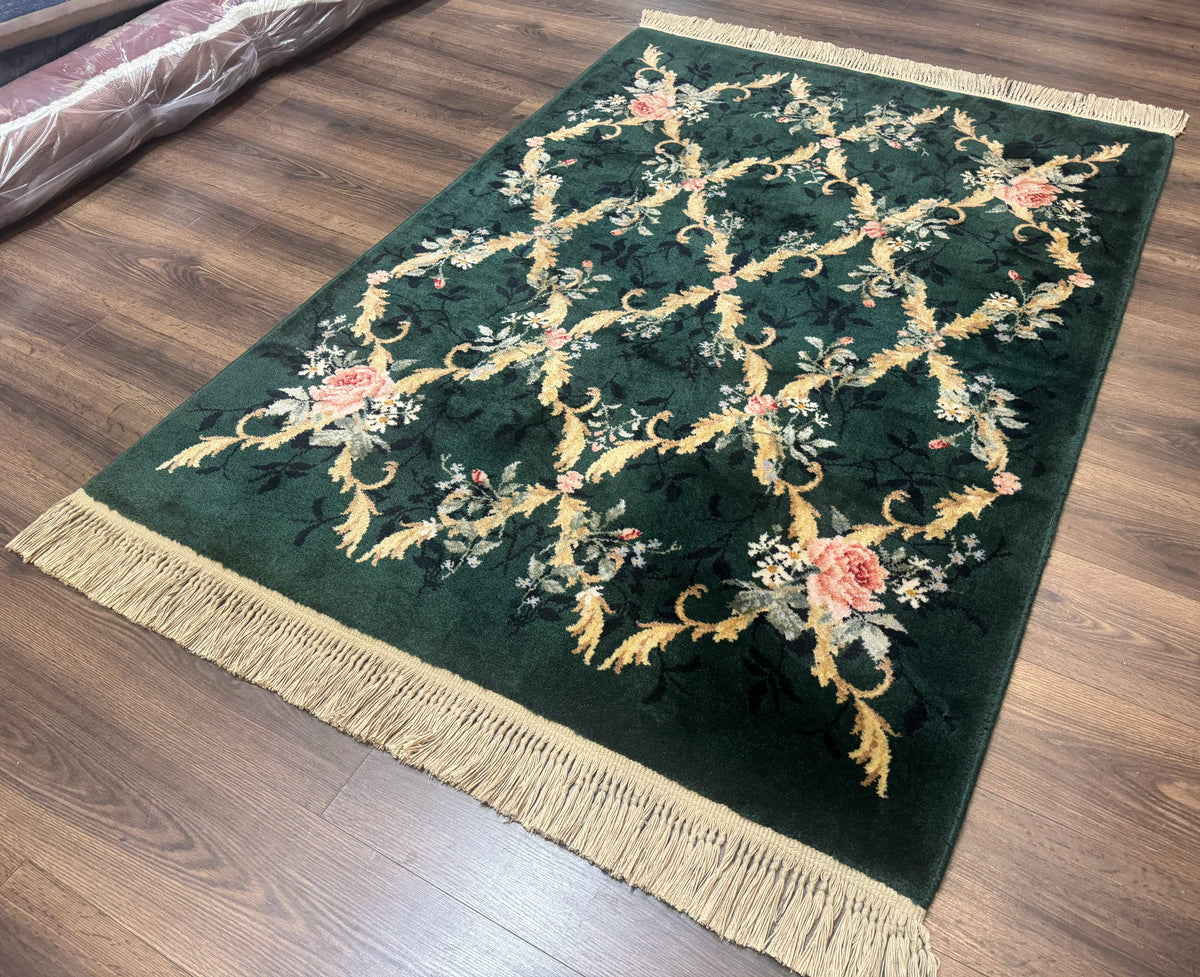 Karastan Garden of Eden Rug 4x6, Green Savonnerie 509/1733, Original Discontinued Vintage Karastan Carpet - Jewel Rugs, view 2
