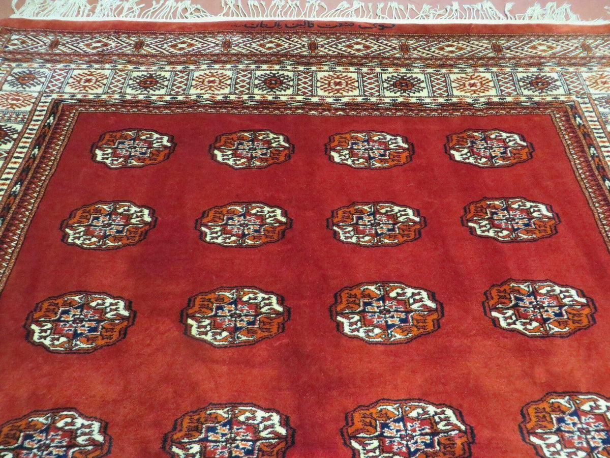 7' X 9' Vintage Handmade Bokhara Turkoman Pakistan Wool Rug Carpet Nice - Jewel Rugs, view 4