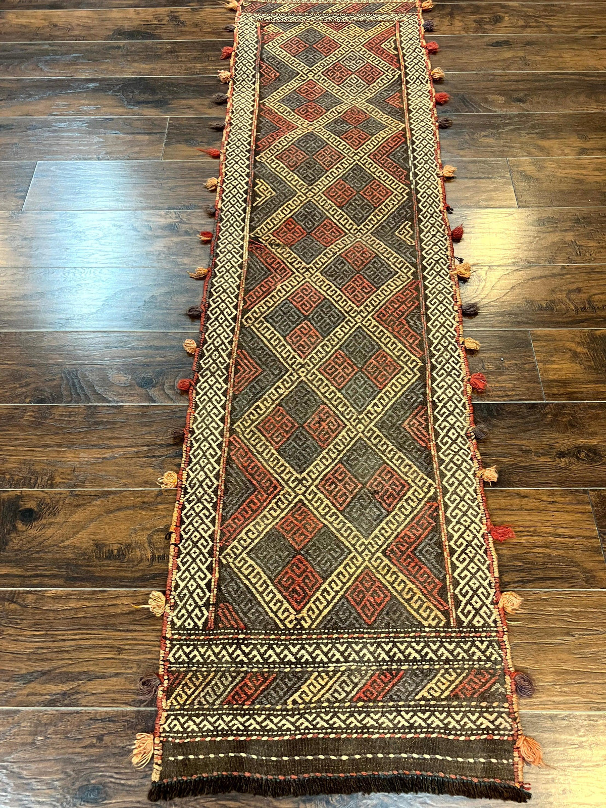 Tribal Runner Rug 2x8, Pakistani Turkoman Runner, Wool Handmade Vintage Rug - Jewel Rugs