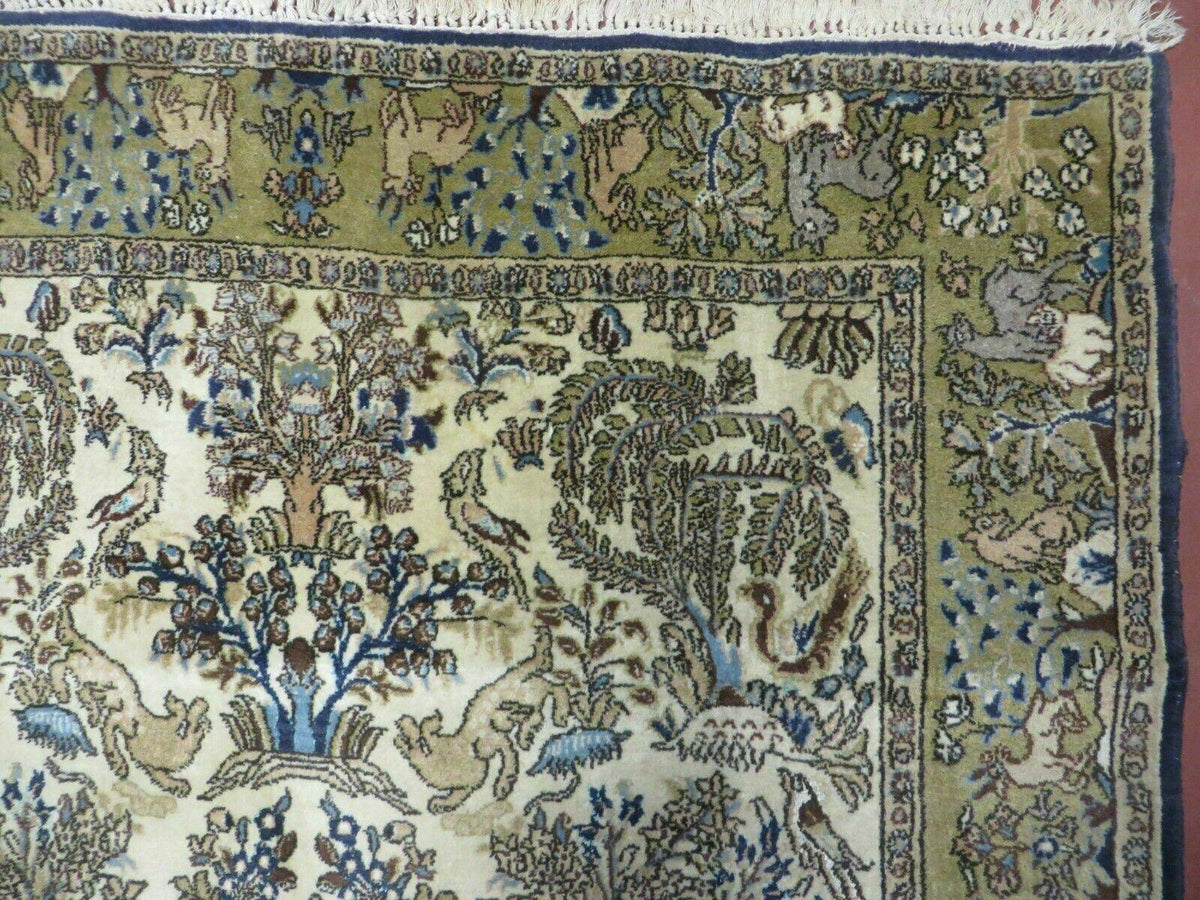 4' X 6 Handmade India Oriental Fine Pictorial Tree Of Life Wool Silk Rug Wow - Jewel Rugs, view 8