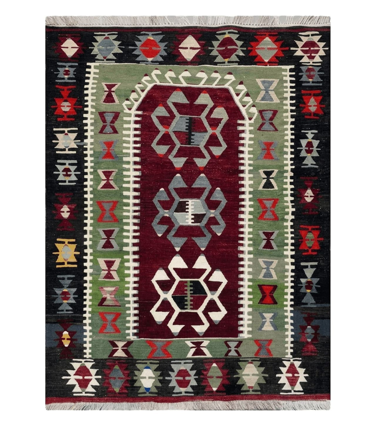 3' 8" X 5' Vintage Turkish Kilim Handmade Flat Weave Wool Rug Veg Dyes - Jewel Rugs