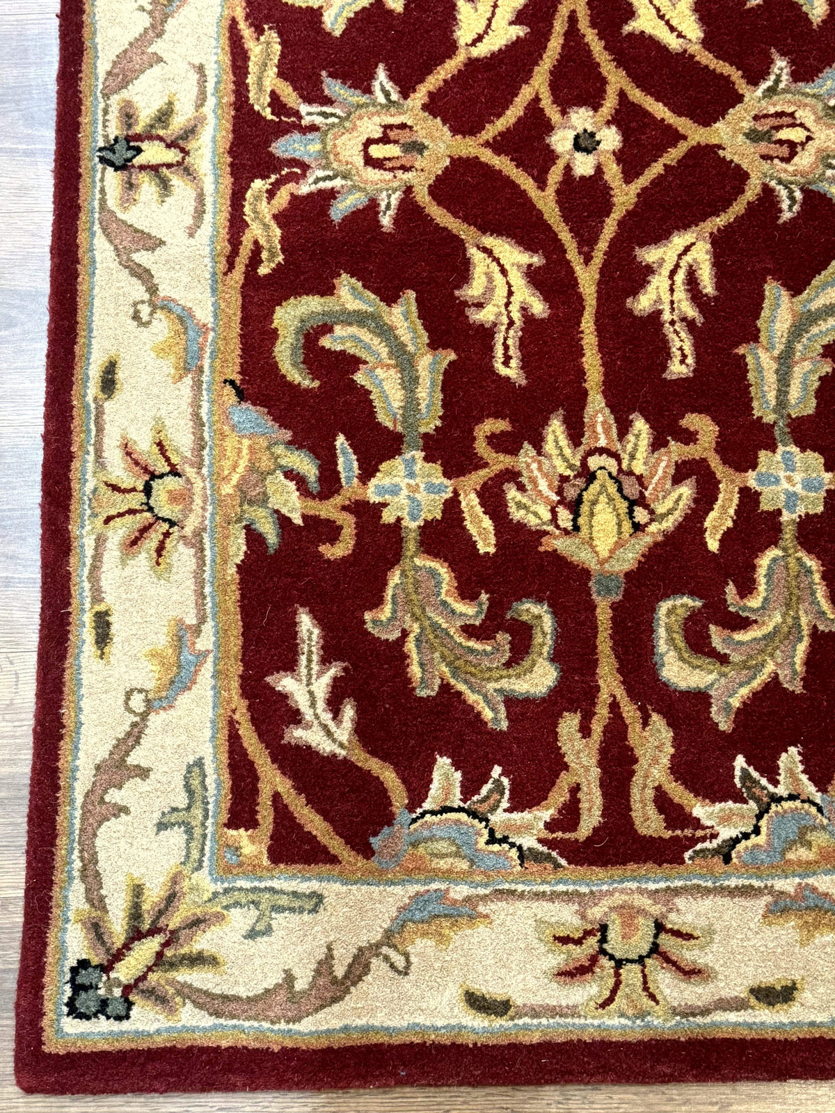 Small Floral Wool Rug 3x5, Safavieh Heritage Collection, Dark Red, Pair A - Jewel Rugs, view 9