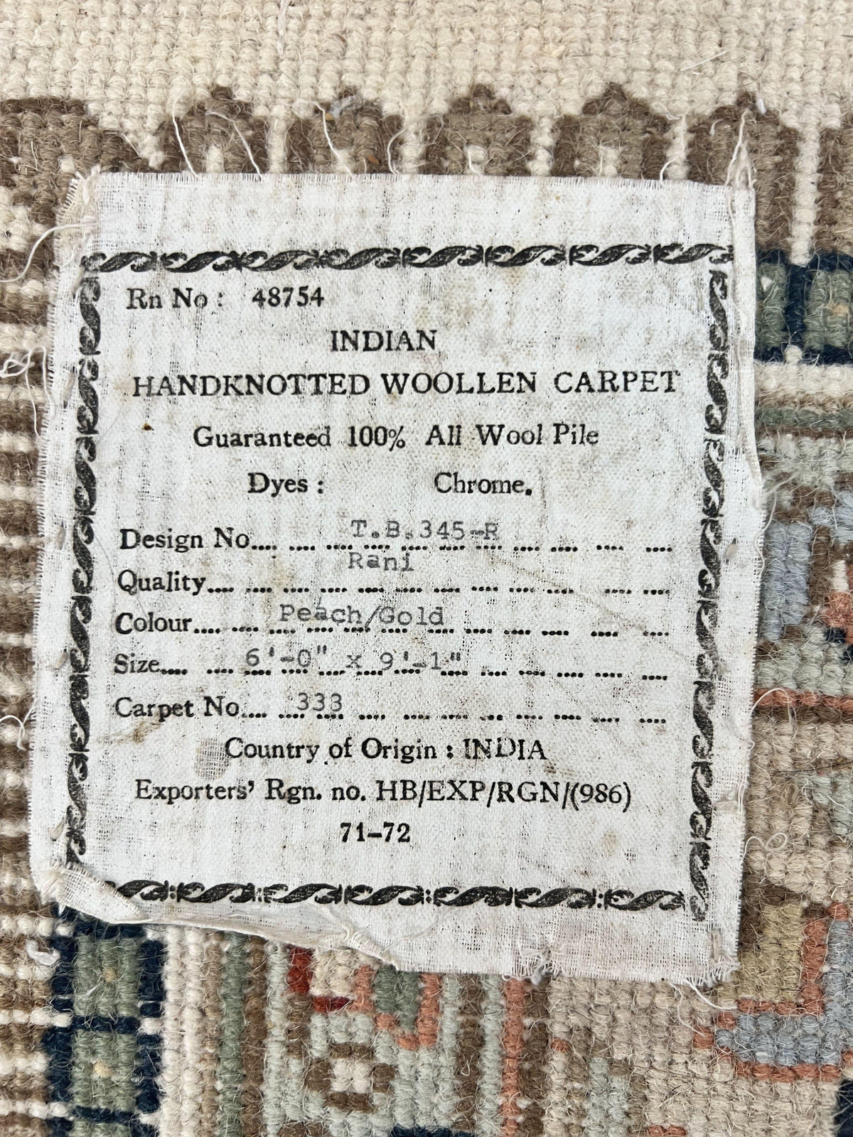 Indo Persian Rug 6x9, Wool Hand Knotted Vintage Carpet, Salmon & Ivory, Traditional Oriental Rug 6 x 9 - Jewel Rugs, view 11
