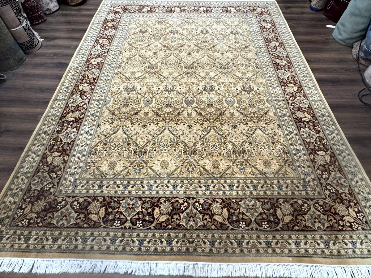 Fine Pak Persian Rug 9x12, Gold and Wine Red, Panel Design, 330 KPSI - Jewel Rugs, view 5