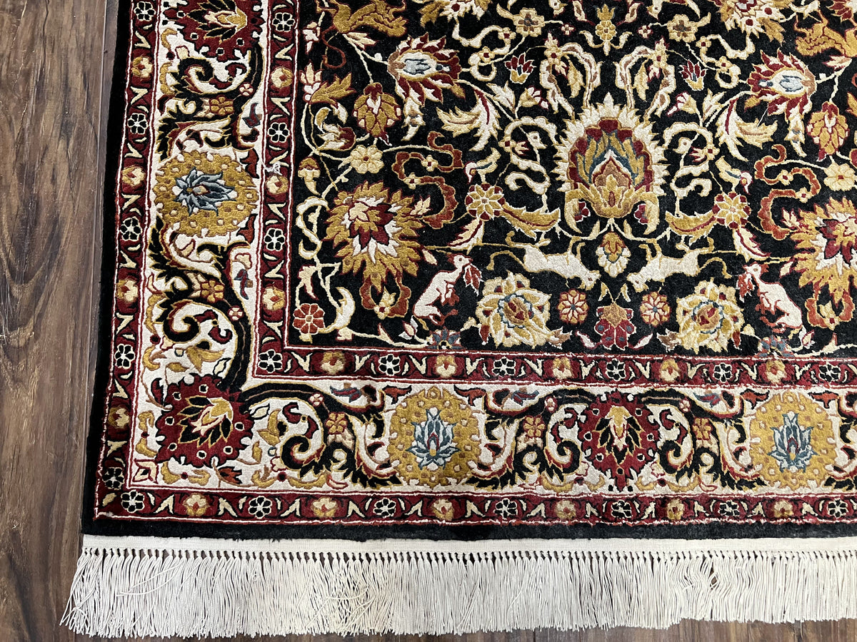 Sino Persian Silk Rug 3x5 Oriental Carpet 3 x 5 Fine Silk Rug, Black Ivory Gold, Animal Motifs, Flowers, High Quality, Vintage Silk Rug Wow - Jewel Rugs, view 8