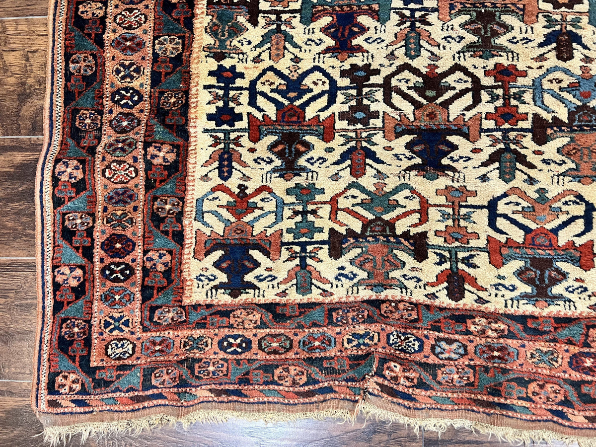 Persian Afshar Rug 5x6, Allover Repeated Motif, Wool Tribal Carpet, Handmade Semi Antique Rug - Jewel Rugs, view 8
