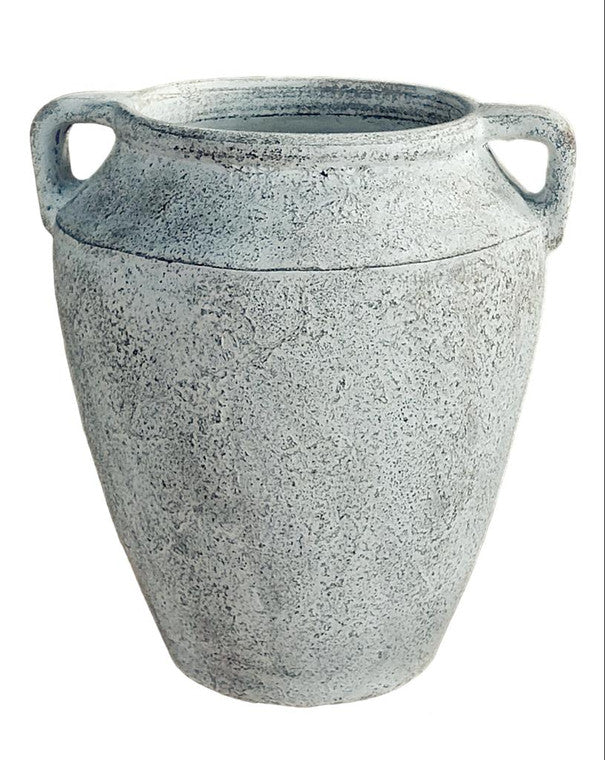 Approx. 16"H Vase Wide Opening with Two Handles Distressed White image 3
