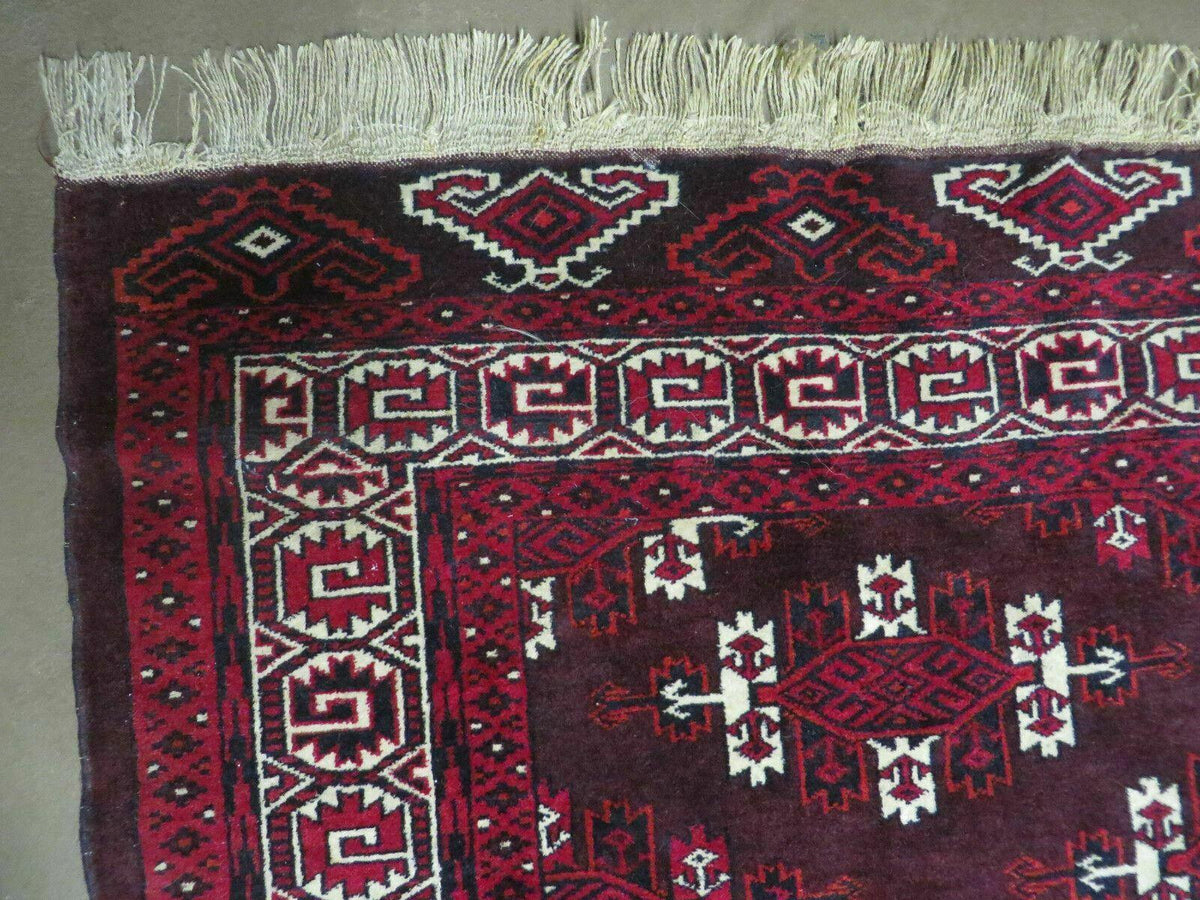 7' X 10' Antique Handmade Yamud Turkoman Wool Rug Excellent - Jewel Rugs, view 7