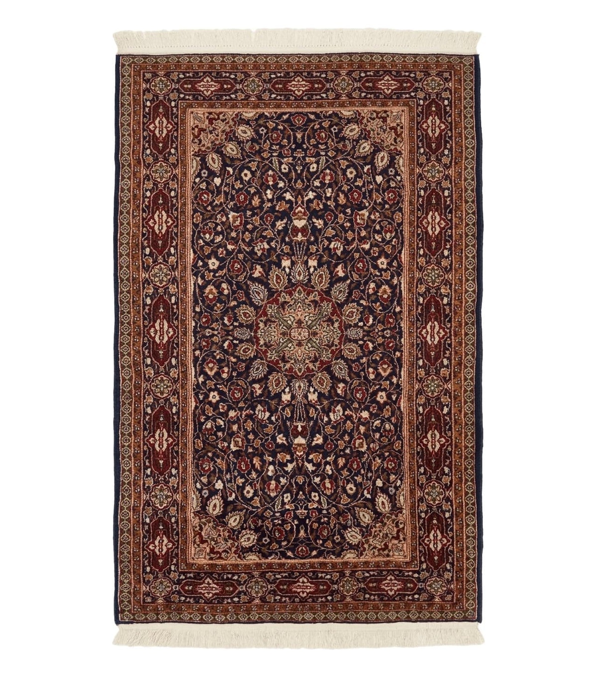 Indo Kashmiri Rug 3x5, Navy Blue, Very Fine 400 KPSI, Pair A - Jewel Rugs