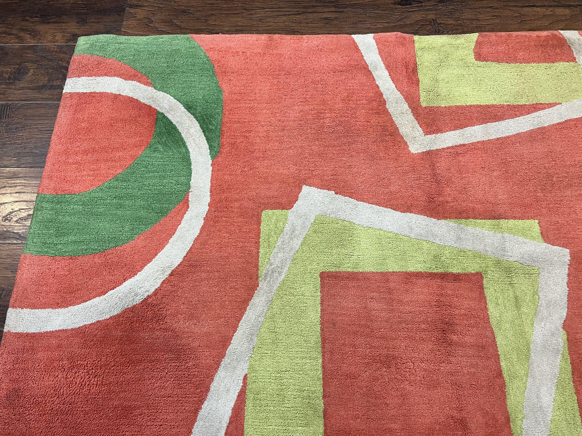 Abstract Rug 6x9, Modern Contemporary Rug, Red-Orange Green - Jewel Rugs, view 7