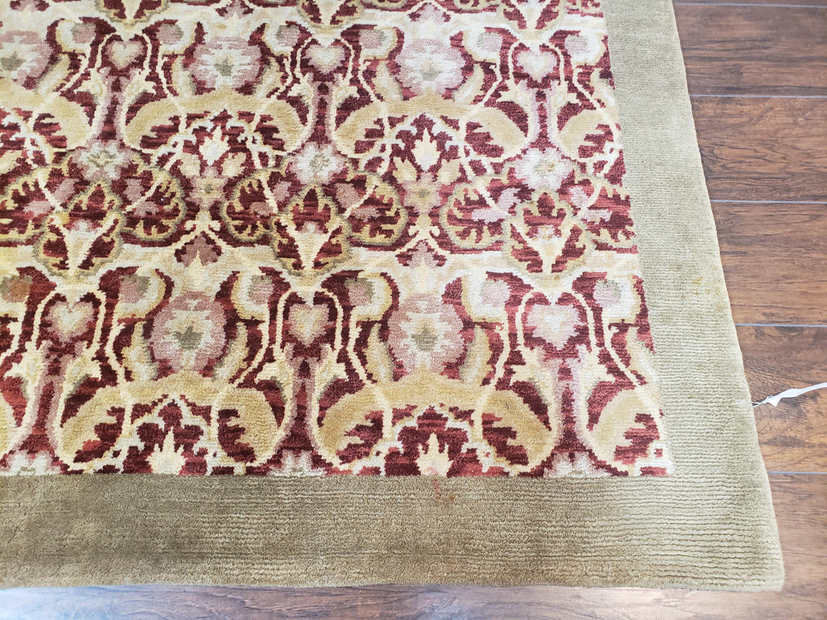 Contemporary Indian Nepalese Room Sized Rug 9 x 11.6, Wool Hand-Knotted Dark Red & Beige Soft Carpet, 9 x 12 Masterloom Living Room Rug - Jewel Rugs, view 9