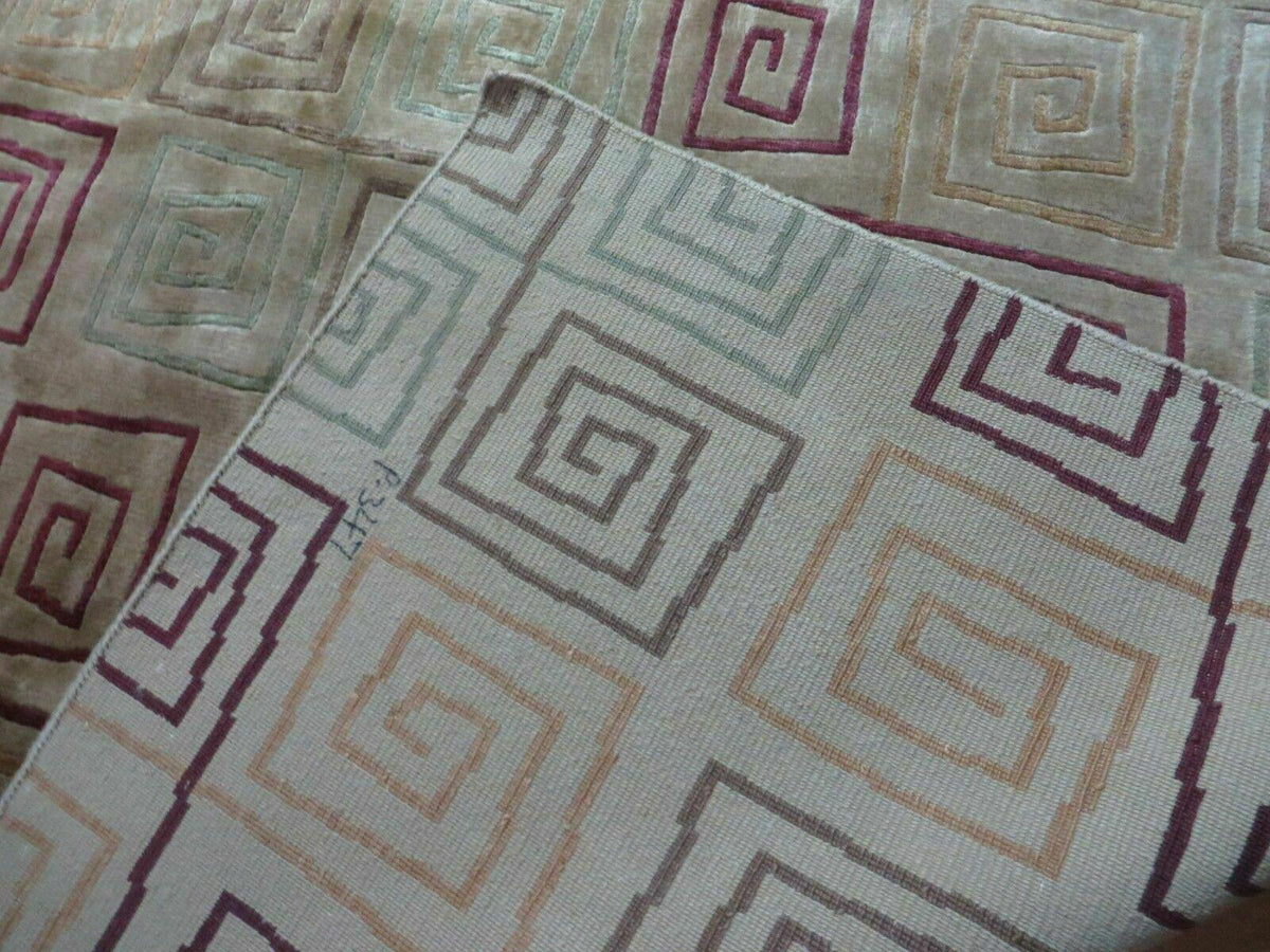 8' X 11' Modern Tibetan Nepal Art Deco Chinese Handmade Wool Silk Rug Abstract - Jewel Rugs, view 10