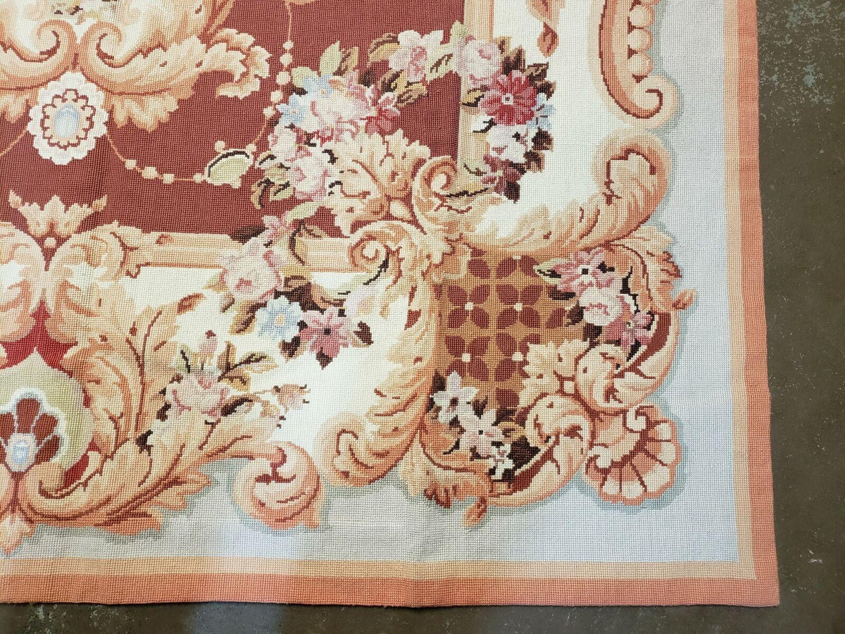 6' X 9' Vintage Handmade Chinese Needlepoint Wool Rug Flat Weave - Jewel Rugs, view 10