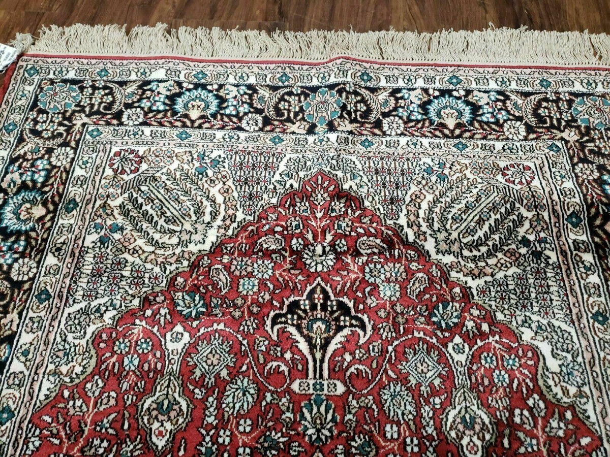 3' X 5' Vintage Fine Handmade India Oriental Kashmir Silk Rug 400 KPSI Wow - Jewel Rugs, view 2