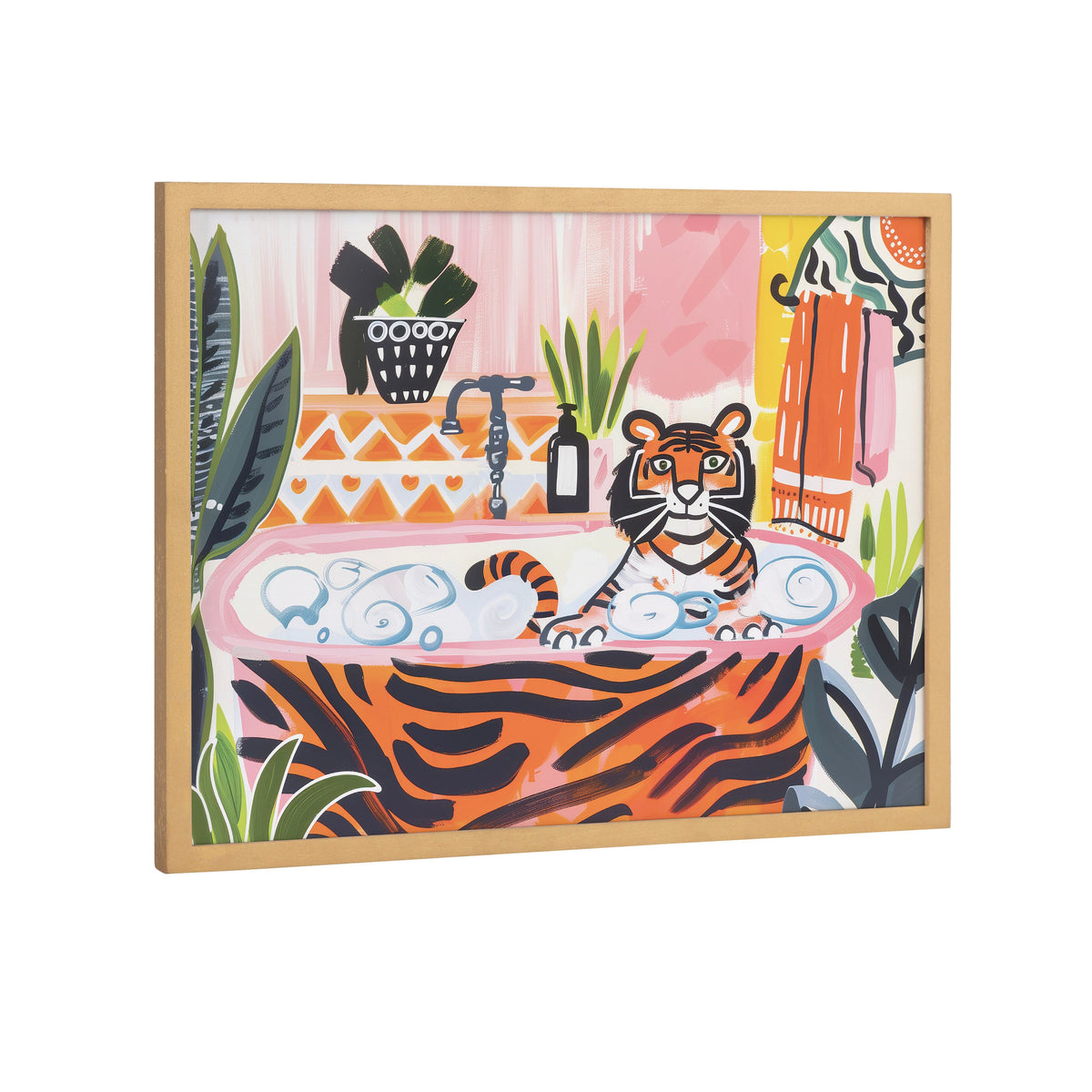 Gallery Bold Maximalist Tiger in Bubble Bath Print by The Creative Bunch Studio