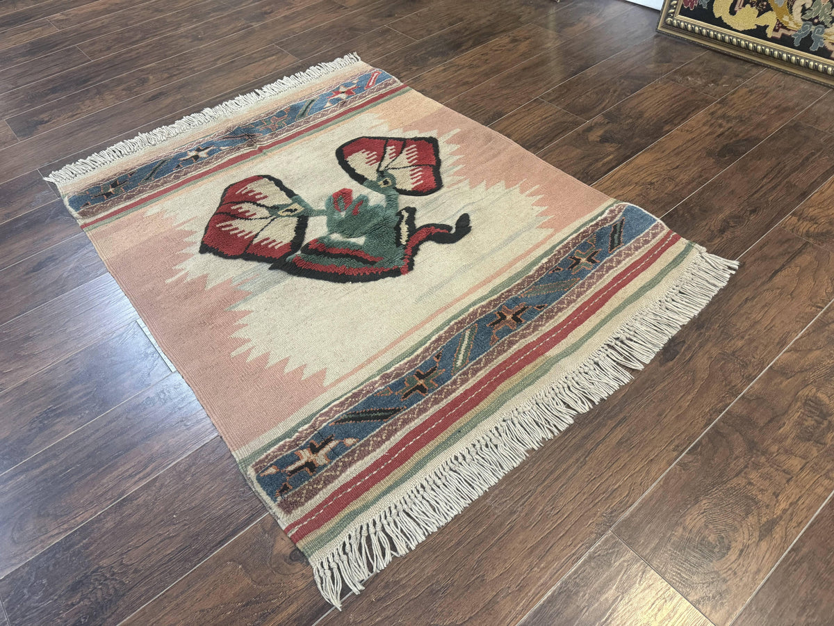 Turkish Kilim Rug 2.5 x 4.7, Flatweave Bohemian Blanket Rug, Wall Hanging Tapestry Rug - Jewel Rugs, view 12