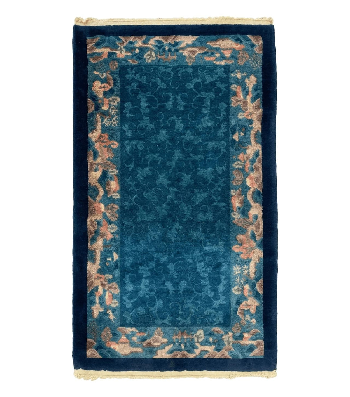 Blue Chinese Wool Rug 2.5 x 4, Peking Rug, Fete Rug, Semi Antique Chinese Carpet - Jewel Rugs