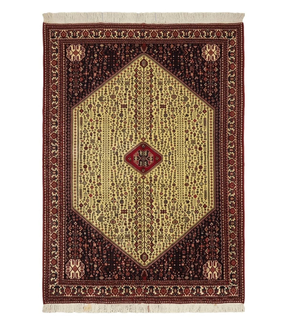 7' X 10' Vintage Handmade Indian Floral Wool Rug Hand Knotted Carpet Ivory Red - Jewel Rugs