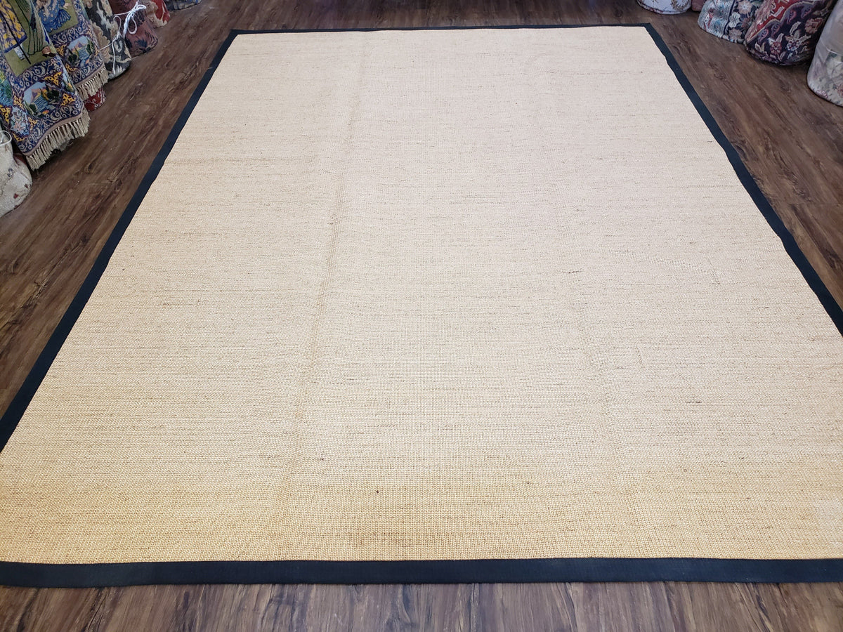 Jute Rug 8x10, Natural Jute Fiber Area Rug, Natural Sisal Area Rug with Black Border, 8x10 Carpet, Solid Jute Rug 8 x 10, Farmhouse Rug - Jewel Rugs, view 2
