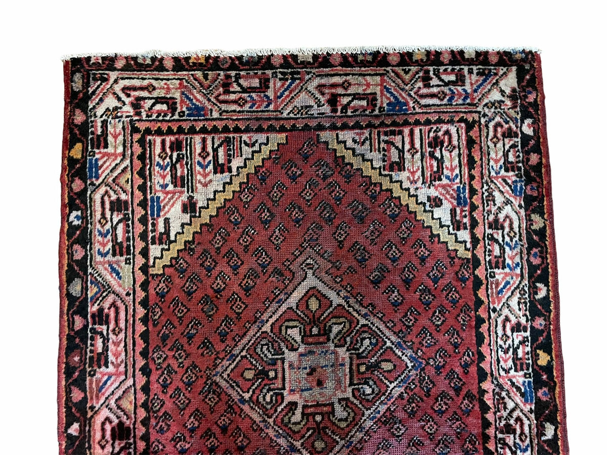 4x6 Antique Rug Handmade Wool Rug Organic Dyes Red Ivory Red Tribal Rug Boho Rug - Jewel Rugs, view 4