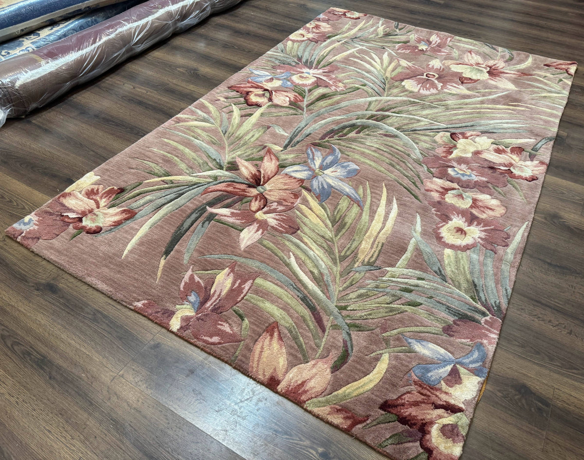 Hand Tufted Floral Rug 5x8, Light Rose Wool Carpet - Jewel Rugs, view 3