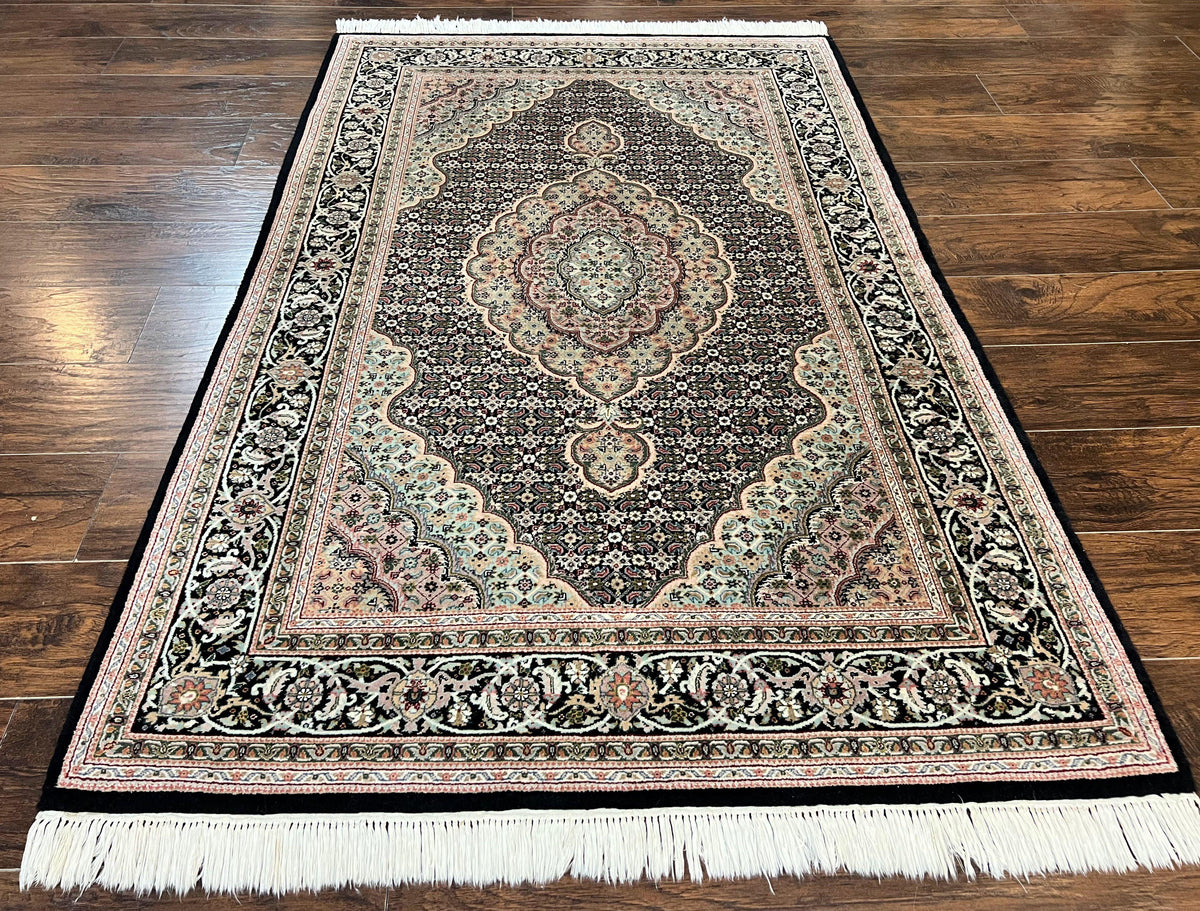 Sino Persian Rug 4x6, Fine Hand Knotted Carpet, Black, Wool, Vintage Rug 4 x 6, Herati Mahi, 300 KPSI - Jewel Rugs, view 2