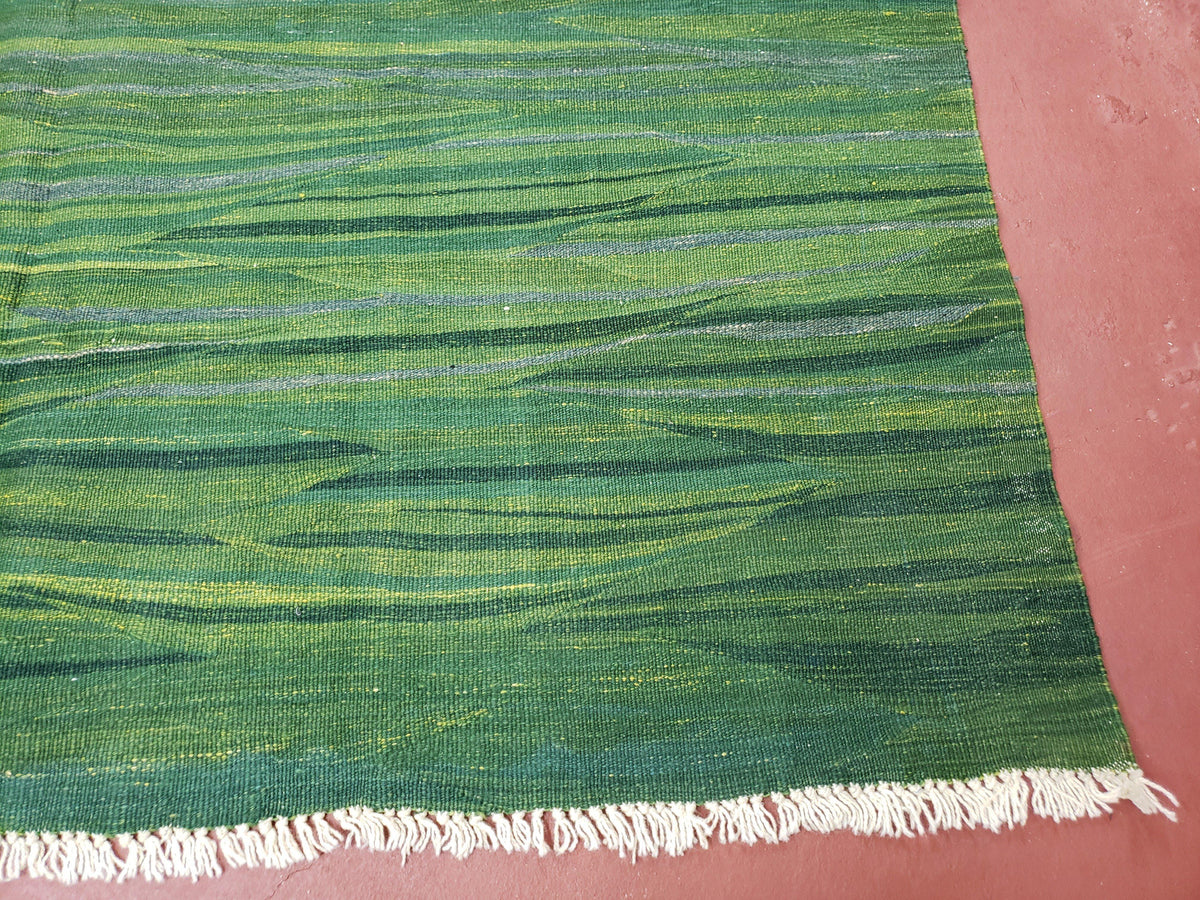 Green Turkish Kilim Rug, 6x9 - 7x10 Rugs, Bird, Handmade New Area Rug, Wool, Bohemian Boho Decor, Hand Woven, Modern Abstract Flat Weave Rug - Jewel Rugs, view 10