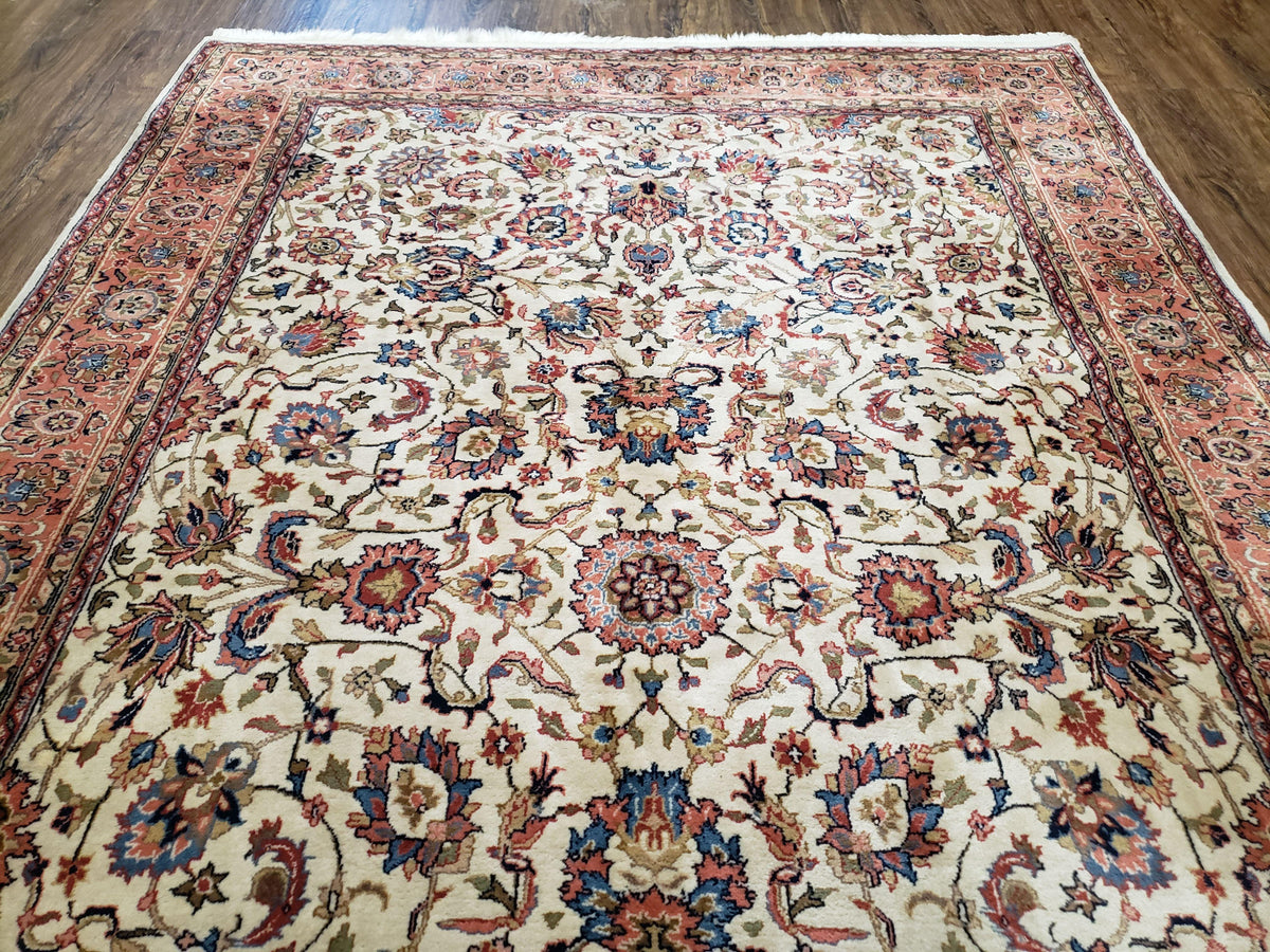 6x9 Top Quality Handmade Wool Area Rug Floral Allover Carpet Veg Dyes Beige - Jewel Rugs, view 12