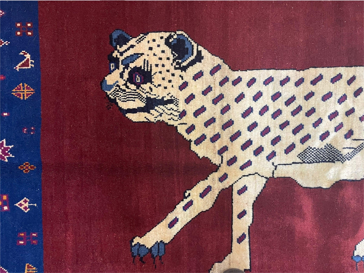 5 X 7 Handmade Zagros Wool Rug Snow White Panther Maroon Blue Organic Dyes - Jewel Rugs, view 3