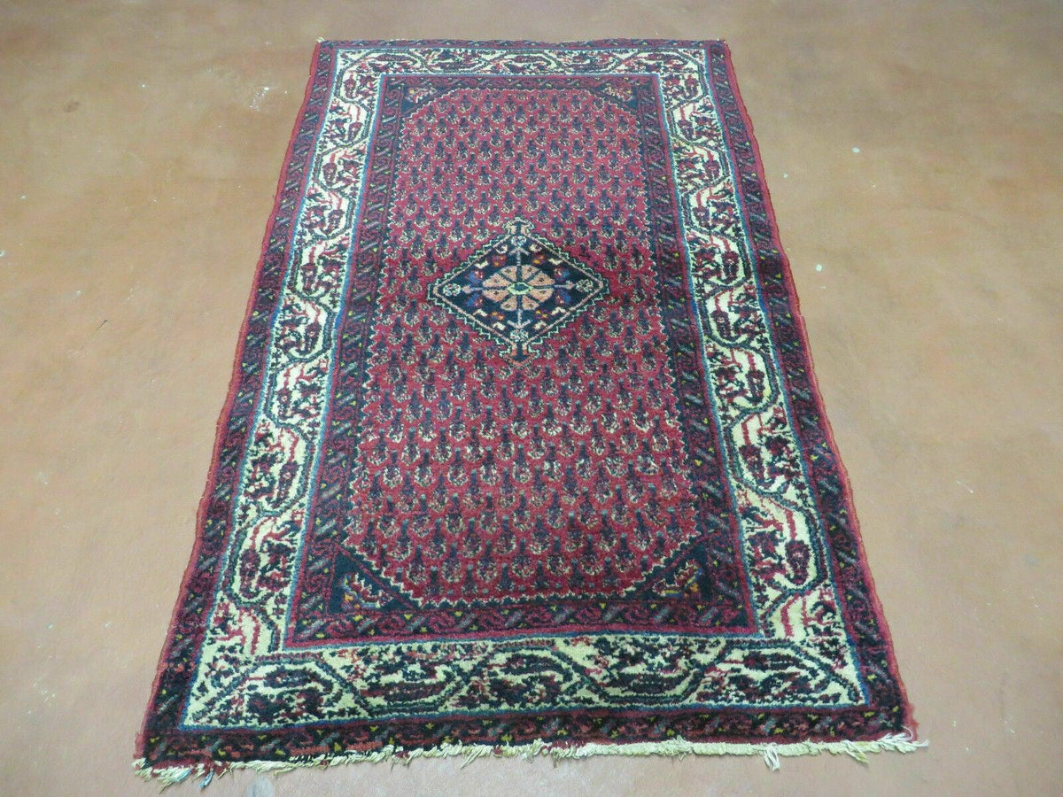 2.5' X 4' Vintage Handmade Indian Amritsar Wool Rug Paisley Design Red - Jewel Rugs, view 2