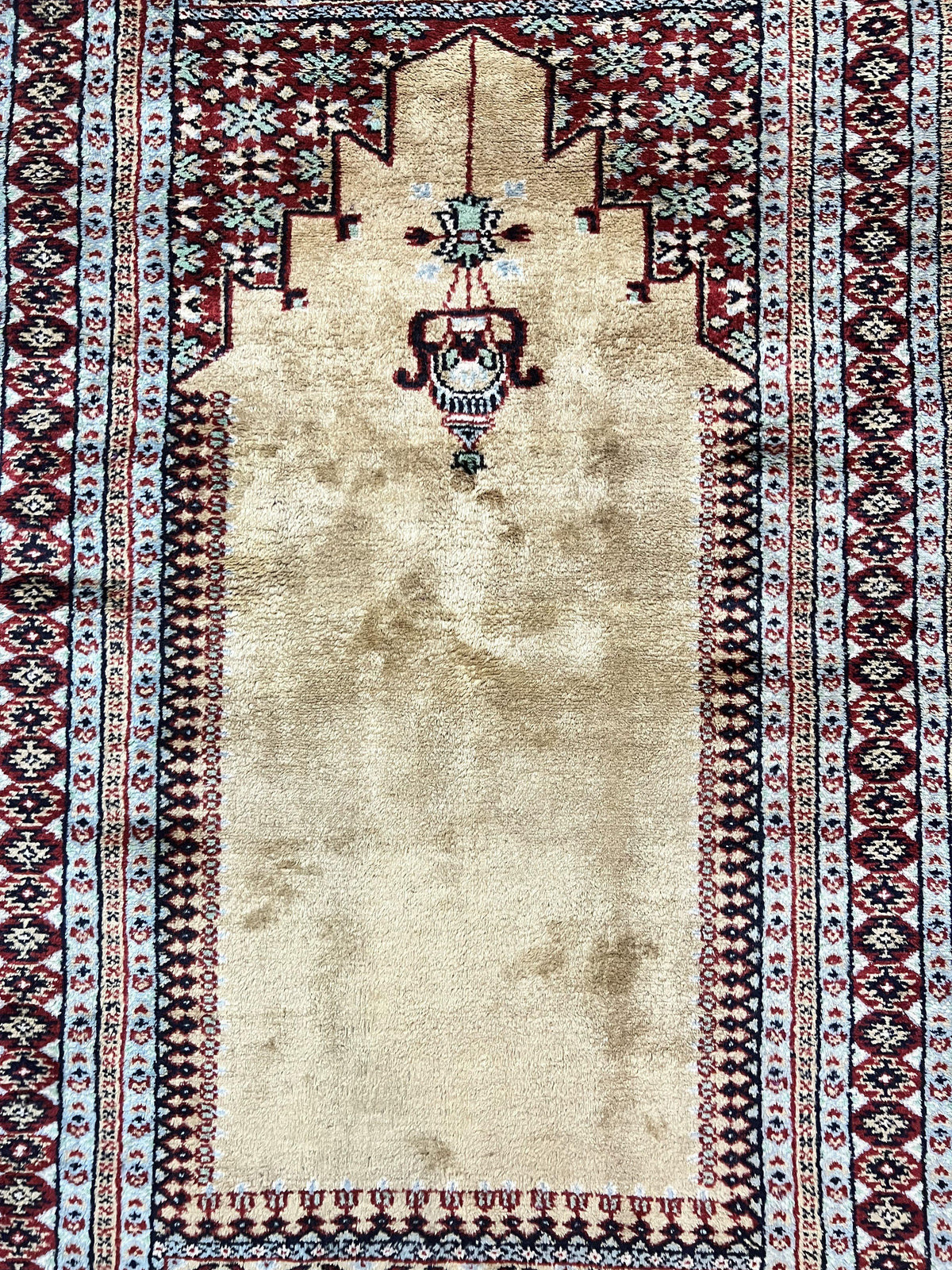 Bokhara Prayer Rug 3x5, Pakistani Turkoman Carpet, Tan, Handmade Vintage Wool Carpet - Jewel Rugs, view 5
