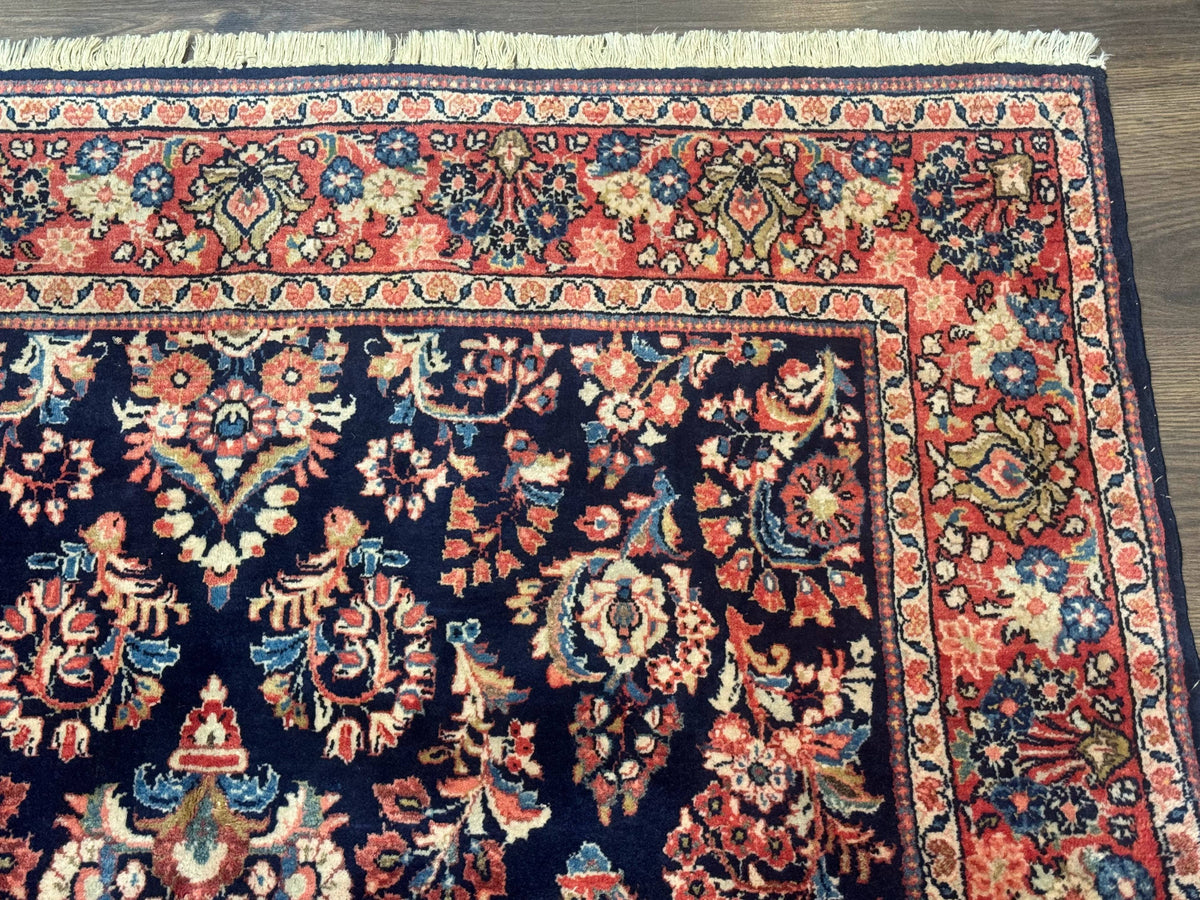Navy Blue Persian Rug 4x6, Sarouk Mohajeran Carpet, Antique Persian Rug, Floral - Jewel Rugs, view 7