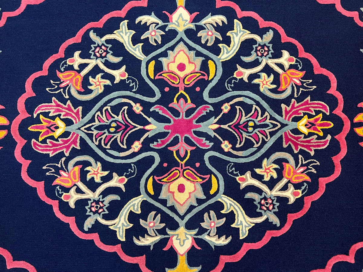 Safavieh Rug 8x10 Belagio Collection, Navy Blue Pink Yellow, Power-Loomed Wool Carpet, Floral Area Rug, Modern Rug, Room Sized 8 x 10 ft Rug - Jewel Rugs, view 5