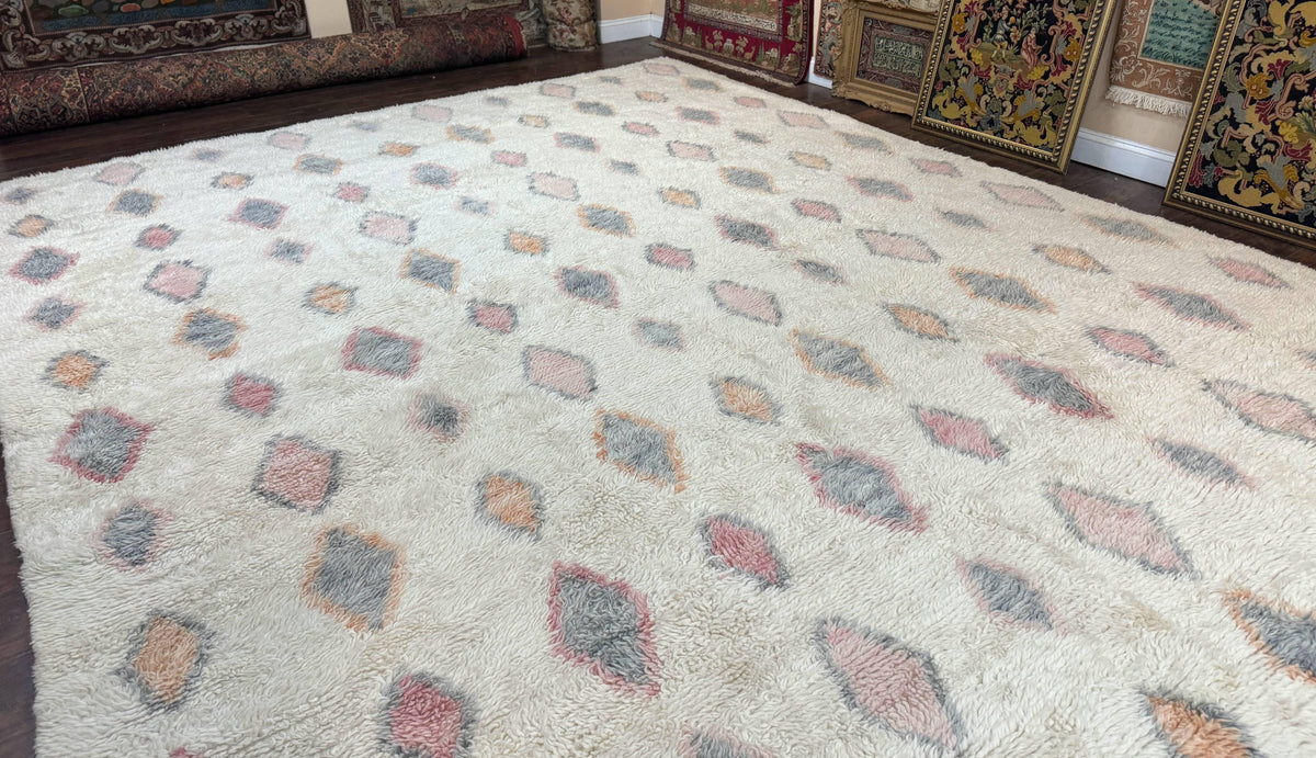 Large Modern Contemporary Indian Shag Rug 11x14, Ivory, Handmade Wool Carpet - Jewel Rugs, view 3