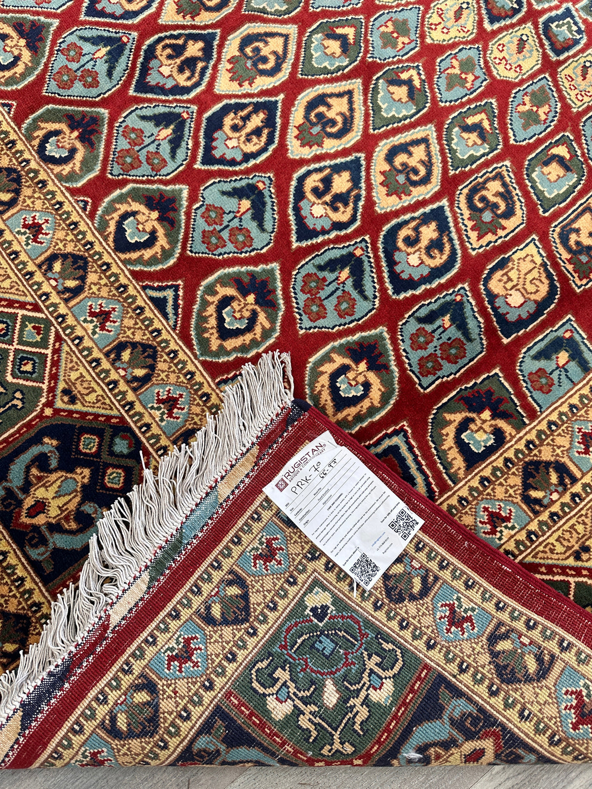 Afghan Rug 7x10 | Red, Beige & Light Blue | Hand-Knotted Wool - Rugistan, view 6