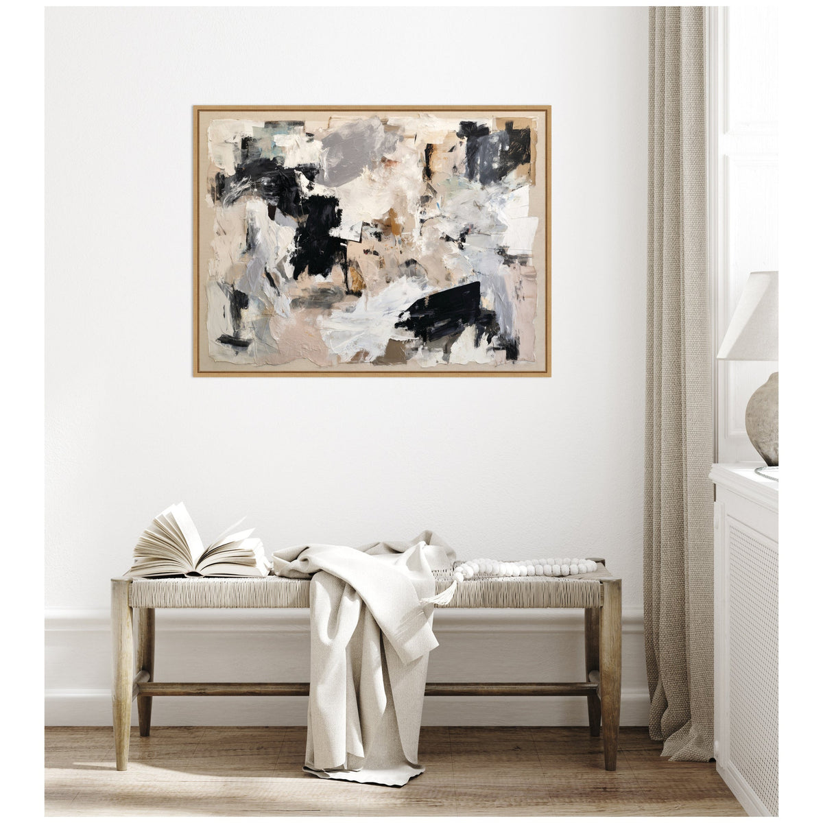 Expressive Tonal Neutral Abstract by The Creative Bunch Studio Framed Canvas Wall Art Print