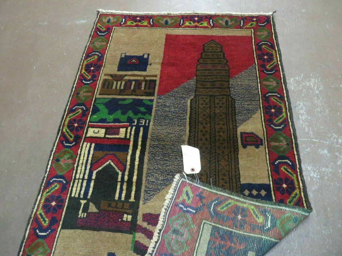 3' X 4' New Vintage Handmade Afghan Balouch Tribal Wool Pictorial Rug # 281 - Jewel Rugs, view 11