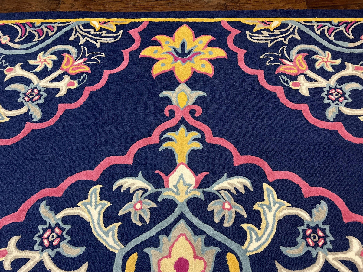 Safavieh Rug 8x10 Belagio Collection, Navy Blue Pink Yellow, Power-Loomed Wool Carpet, Floral Area Rug, Modern Rug, Room Sized 8 x 10 ft Rug - Jewel Rugs, view 4